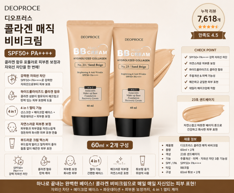 디오프러스 콜라겐 매직 비비크림 SPF50+ PA++++ 23호 샌드베이지 60ml 2개