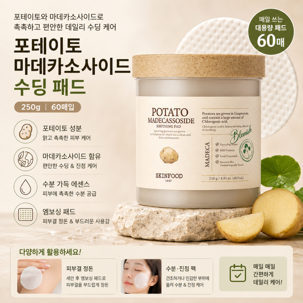 스킨푸드 포테이토 마데카소사이드 수딩 패드 250g 60매 제품 이미지