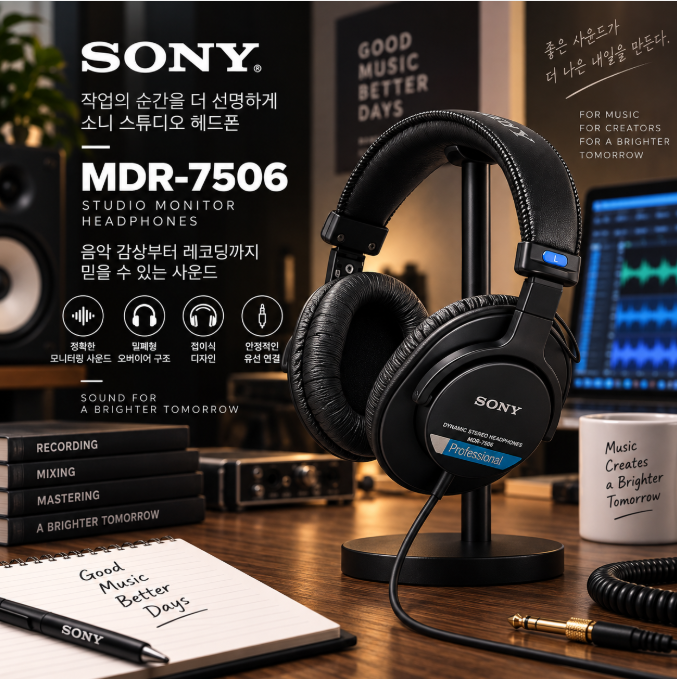 집에서도 작업실처럼 몰입하는 사운드, 소니 MDR-7506 스튜디오 모니터링 헤드폰