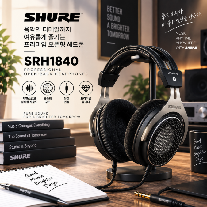 집에서 만나는 섬세한 스튜디오 사운드, 슈어 SRH1840 프로페셔널 오픈형 헤드폰