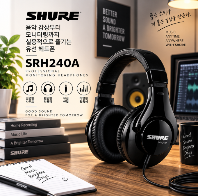 집에서 부담 없이 시작하는 모니터링 사운드, 슈어 SRH240A 유선 헤드폰