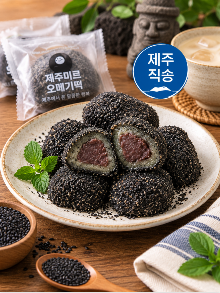 추석 명절 쫀득한 제주 간식으로 좋은 제주미르 오메기떡 흑임자 55g 30개