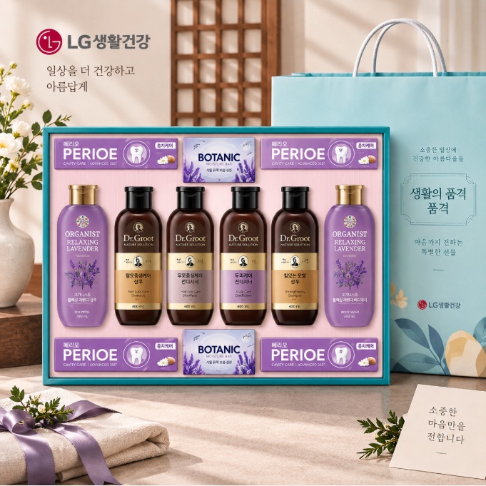 부모님 명절 선물로 실속 있게, LG생활건강 생활의 품격 트리니티 S7호 쇼핑백 세트