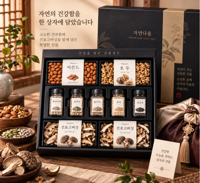 3만원대 센스있는 부모님 건강간식·명절 선물·실속 구성, 자연다움 견과버섯 혼합세트 1호