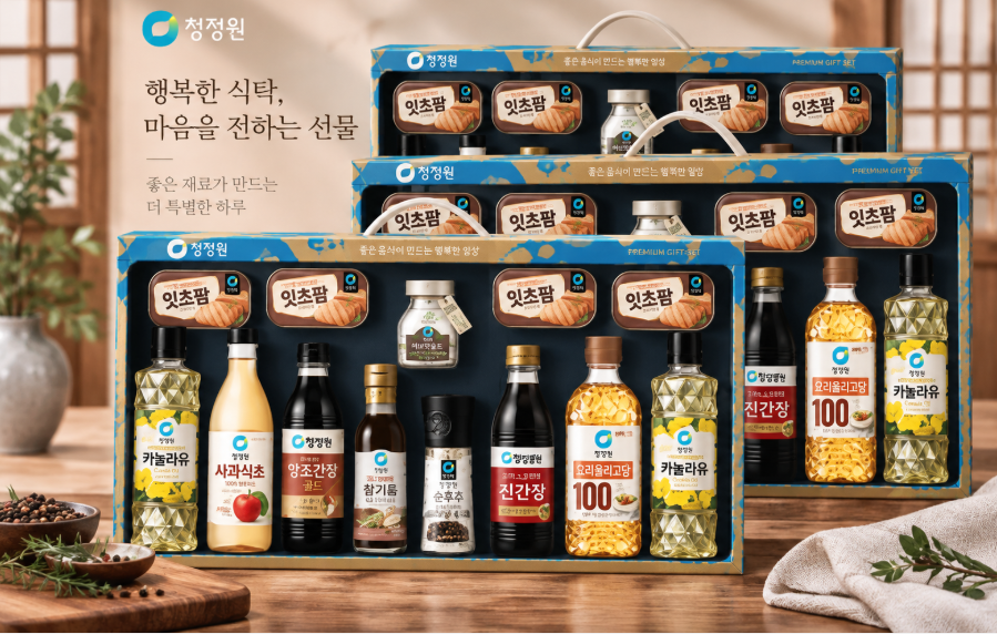 명절 선물·풍성한 구성·주방 실속템 청정원 행복 고급 2호 선물세트 3세트 제품 이미지