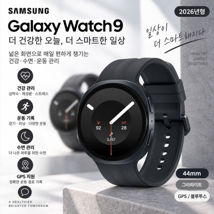 삼성 갤럭시워치9 44mm 그라파이트 건강관리·수면체크·운동기록 스마트워치