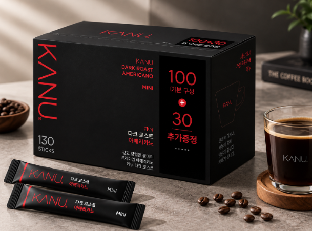진한 풍미로 즐기는 카누 미니 다크 로스트 아메리카노 130스틱 대용량 실속 구성