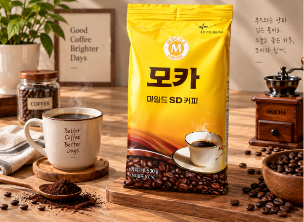 집에서도 깊고 부드럽게 즐기는 모카 마일드 SD커피 500g 리필 원두커피 대용량