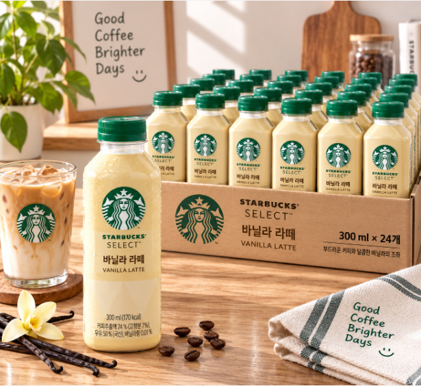 달콤한 홈카페 한잔 스타벅스 셀렉트 바닐라 라떼 300ml 24개 넉넉한 실속 구성