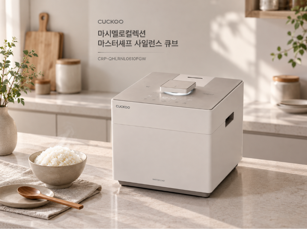 쿠쿠 마시멜로컬렉션 마스터셰프 사일런스 큐브, 조용하고 깔끔한 세련미 프리미엄 주방 밥솥 CRP-QHLRNL0610FGW 제품 이미지