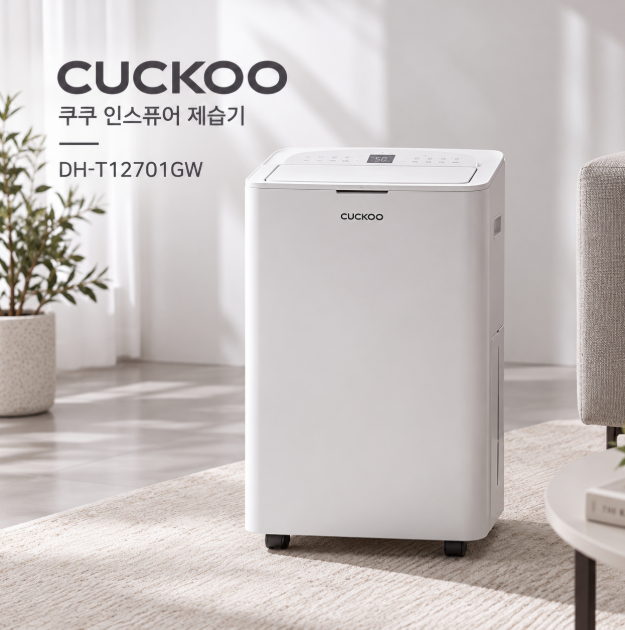 빨래 건조 습기 관리 대용량 물통 실내 제습기 쿠쿠 인스퓨어 12L DH-T12701GW