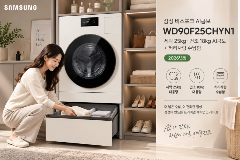 대용량 빨래·깔끔수납 AI콤보 삼성 WD90F25CHYN1