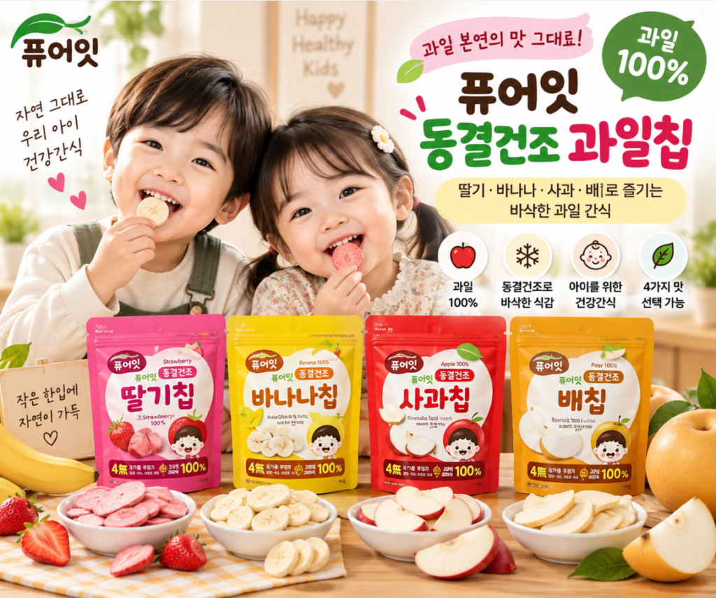 아이간식 과일100% 상큼달콤 동결건조 과일칩 4가지맛 퓨어잇 제품 이미지