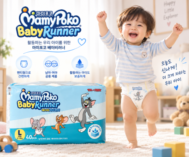 활동량 많은 아이 편안한 팬티기저귀 마미포코 베이비러너 대형 40P