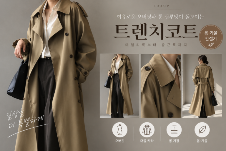 체형커버·고급스러운 롱핏 오버핏 더블 카라 여성 트렌치코트