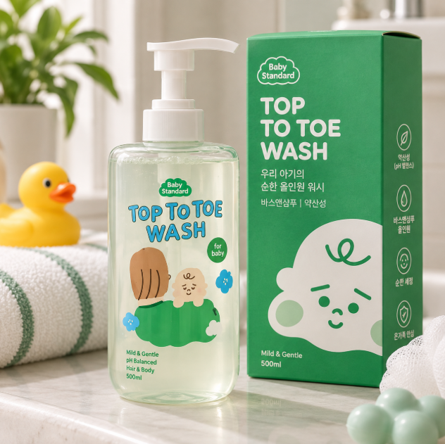 순한세정·올인원 목욕 베이비스탠다드 탑투토워시 500ml
