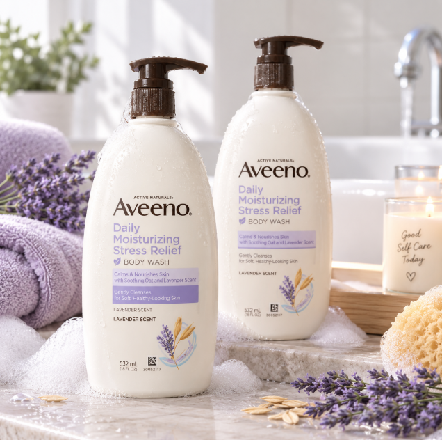 고보습·향긋한 데일리케어 아비노 스트레스 릴리프 바디워시 532ml×2