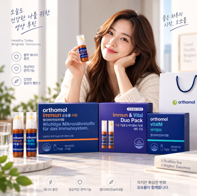 하루 영양·활력 루틴 오쏘몰 이뮨 7일분 + 바이탈M 7일분