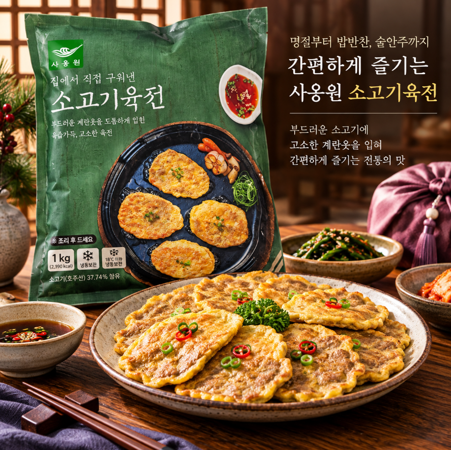 명절 밥반찬 촉촉하고 든든한 사옹원 소고기육전 1kg 제품 이미지