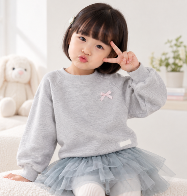 러블리룩·리본포인트·편안한코디 젤리스푼 여아 맨투맨 티셔츠