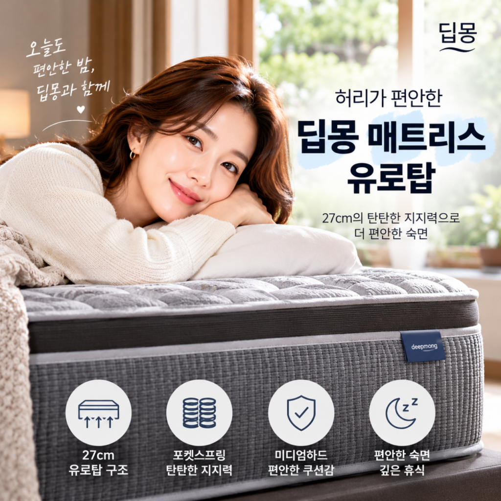 탄탄한 지지력·허리 편안함 딥몽 매트리스 유로탑 S 970 제품 이미지