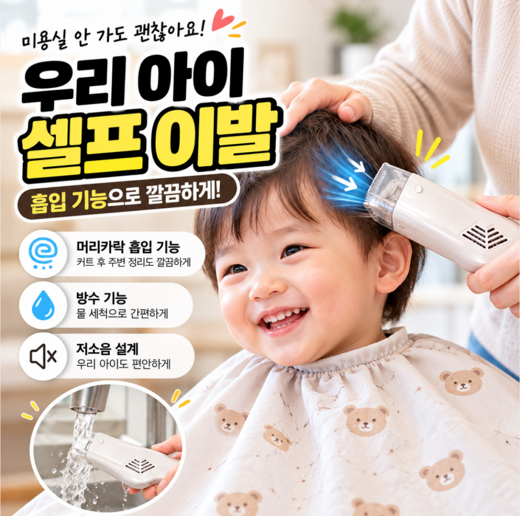 아기 바리깡 가정용 흡입 방수 이발기 클리퍼 제품 이미지