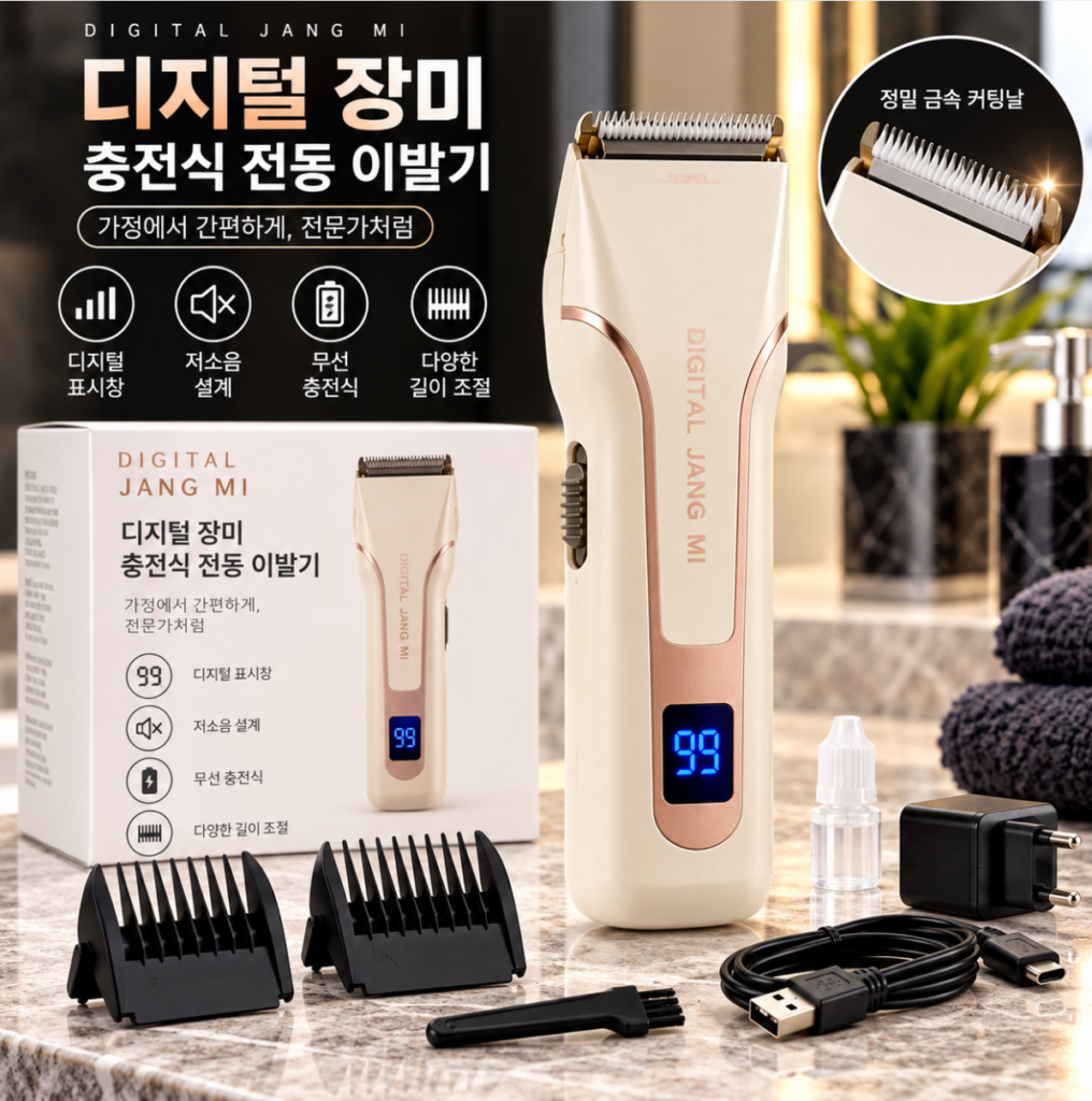 전문가용 장미 무선 이발기 충전식 바리깡 셀프 헤어 제품 이미지