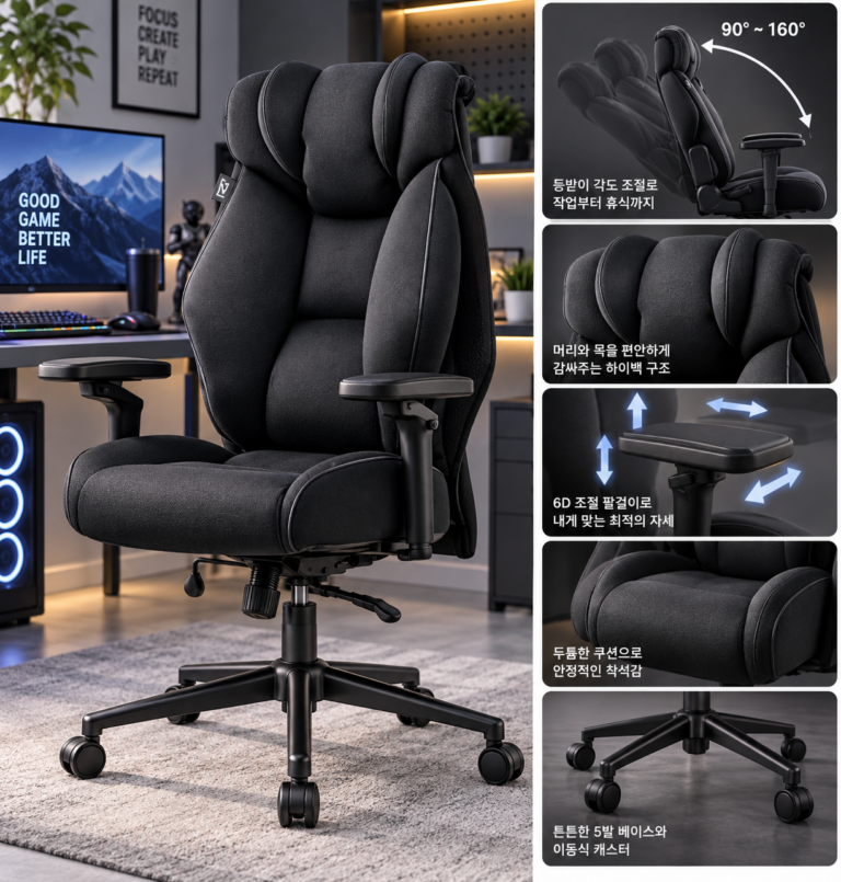 하루 종일 앉아도 든든하게, 누카 G900-MS 6D 시그니처 프리미엄 컴퓨터 게이밍 의자