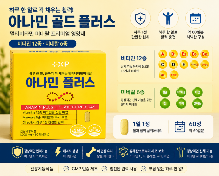 아나민 골드 플러스 멀티비타민 미네랄 60정 하루 1정 종합 영양제 명절 선물세트