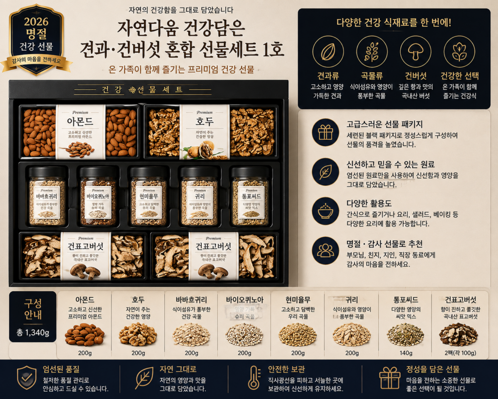 자연다움 건강담은 견과·건버섯 프리미엄 혼합 명절 선물세트 1호 제품 이미지