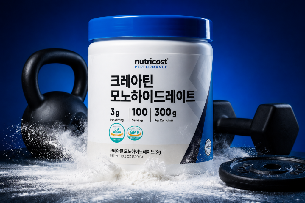 뉴트리코스트 100% 순수 크레아틴 모노하이드레이트 300g 운동 보충제 제품 이미지