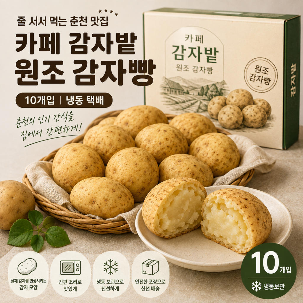줄 서서 먹는 춘천 카페 감자밭 원조 감자빵 10개입 냉동 택배 제품 이미지