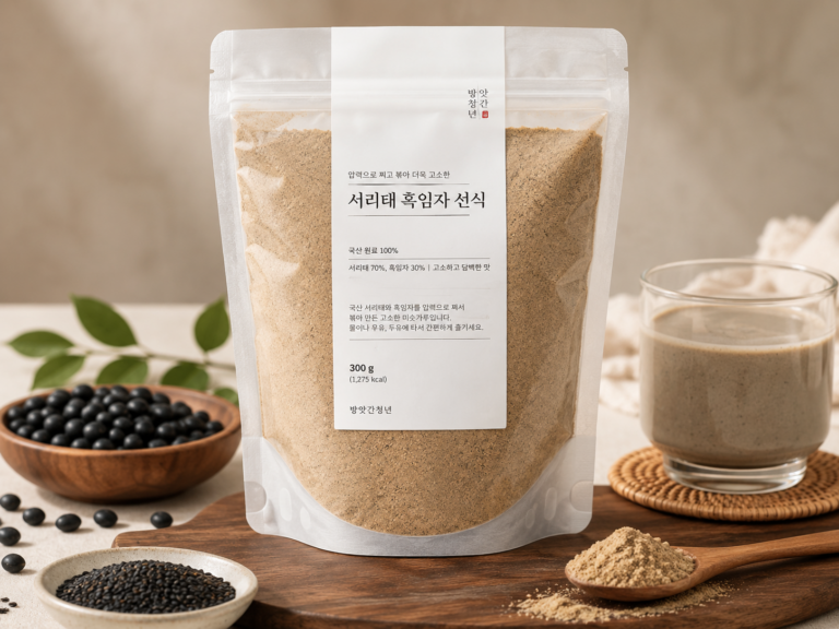 방앗간청년 압력으로 쪄서 볶은 미숫가루 국산 서리태 흑임자 선식 300g