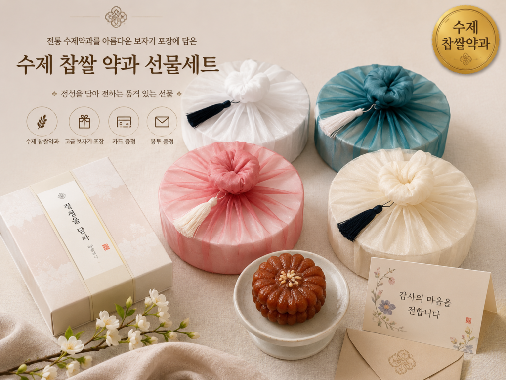수제 찹쌀 추석선물 약과 선물세트 단체 상견례 외국인 보자기 전통 한과 제품 이미지