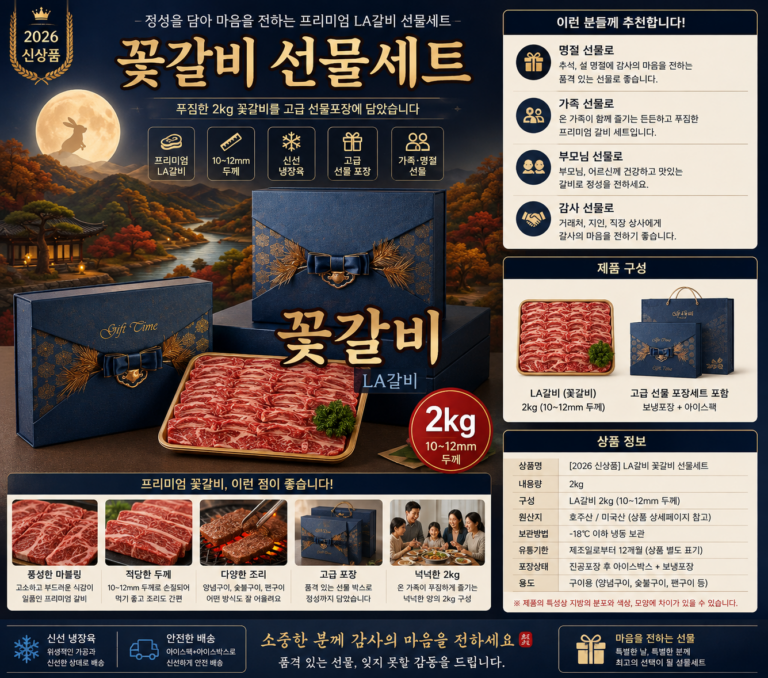 LA갈비 선물세트 꽃갈비 2kg 10~12mm 추석 명절 선물용