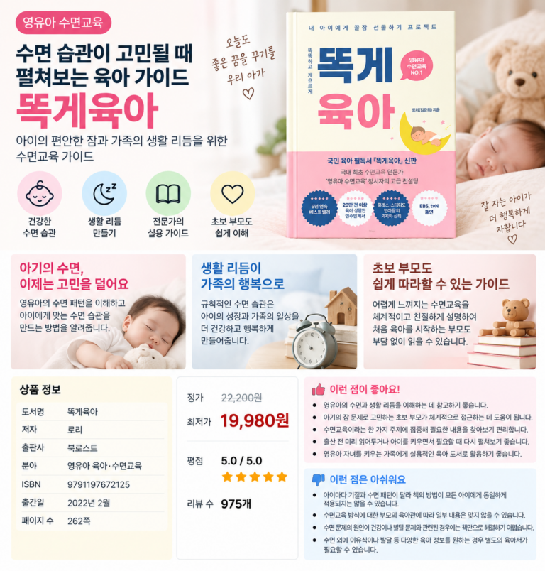 수면 습관이 고민될 때 펼쳐보는 육아 가이드, 똑게육아 영유아 수면교육