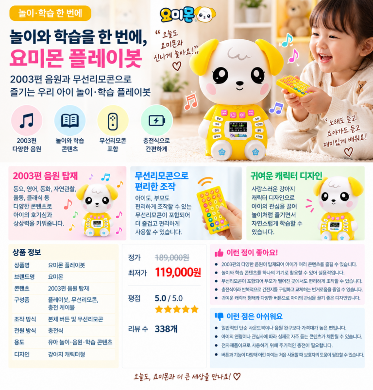 놀이와 학습을 한 번에, 요미몬 플레이봇 2003편 음원탑재 무선리모콘 세트 아이 놀이 필수템