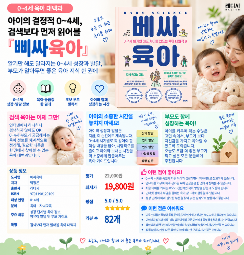 아이의 결정적 0~4세, 검색보다 먼저 읽어볼 육아책 『삐싸육아』 제품 이미지