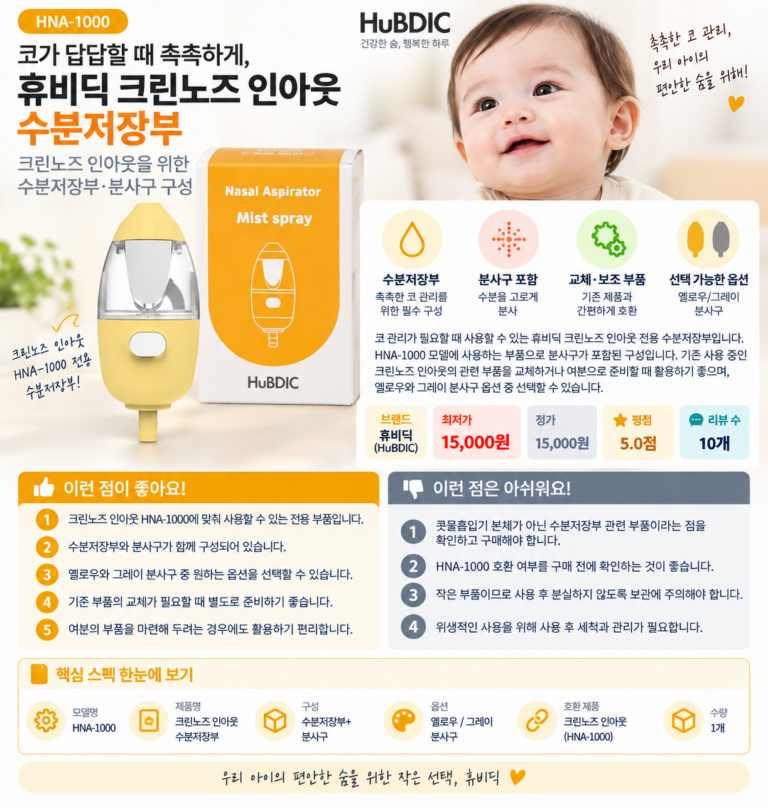 코가 답답할 때 촉촉하게, 휴비딕 크린노즈 인아웃 수분저장부 HNA-1000