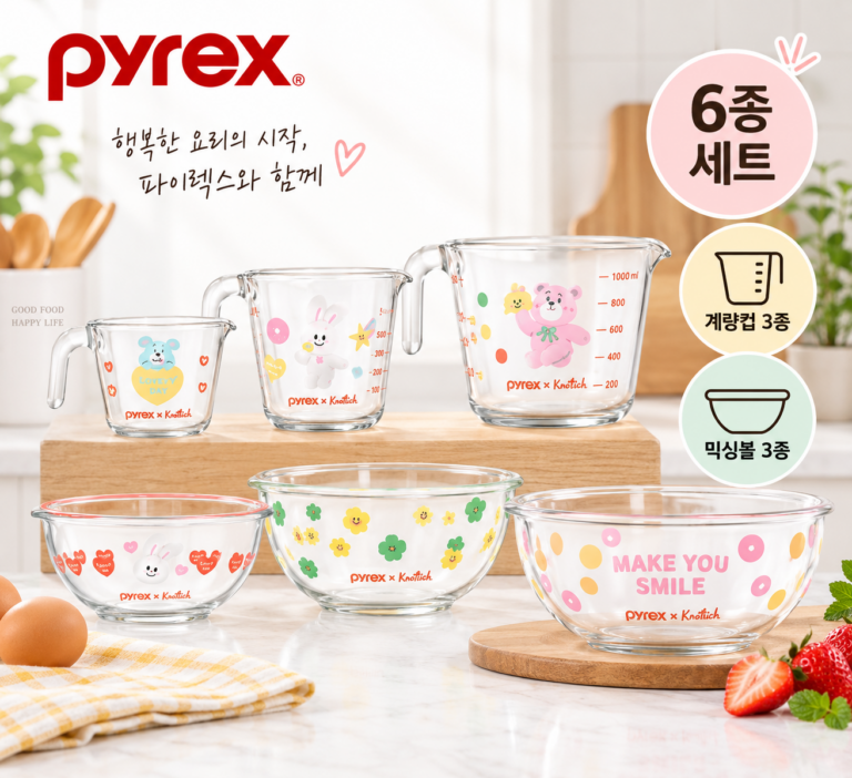 주방이 화사해지는 실속 구성, 파이렉스 스누피 계량컵 3종 + 믹싱볼 3종 세트