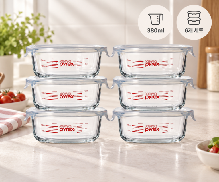 냉장고 정리 한눈에 깔끔하게, 파이렉스 밀폐 계량 저장용기 380ml 6개 세트 반찬