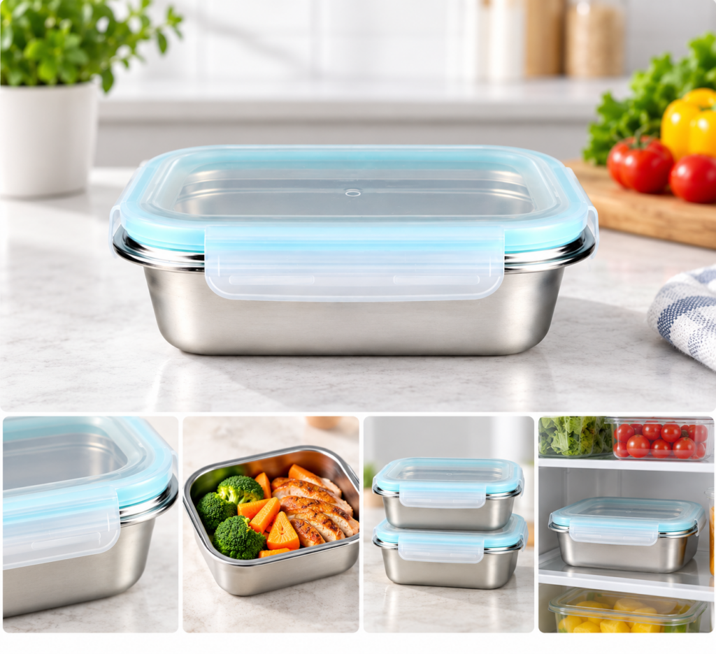 냉장고 반찬 정리 깔끔하게, 파이렉스 스테인리스 밀폐용기 650ml 주방템 제품 이미지