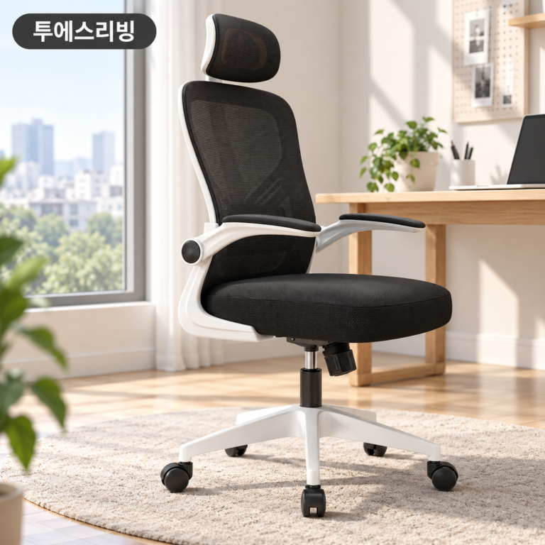 오래 앉아도 쾌적, 허리를 편안하게 받쳐주는 투에스리빙 푹신한 컴퓨터 의자 사무용 게이밍 메쉬 추천