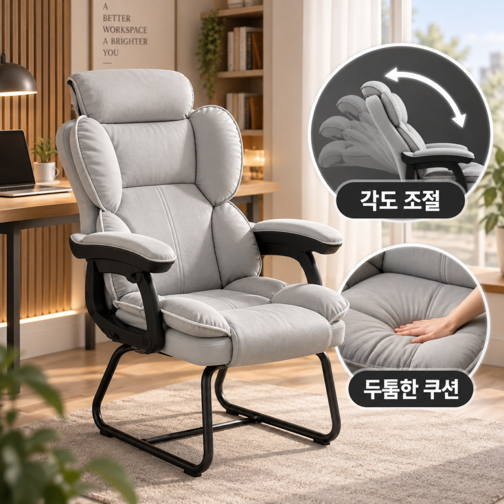 집에서도 포근하게 기대어 쉬는 편안함, 각도조절 리클라이너 사무용 컴퓨터의자 제품 이미지