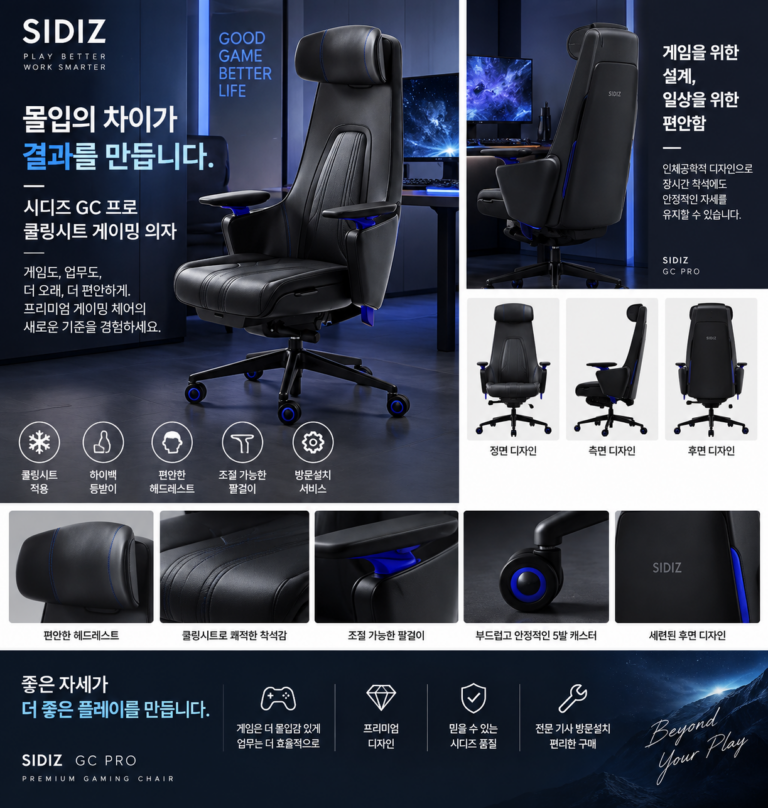 게임도 업무도 몰입감 있게, 시디즈 GC 프로 쿨링시트 프리미엄 게이밍 하이엔드 의자 전문가용