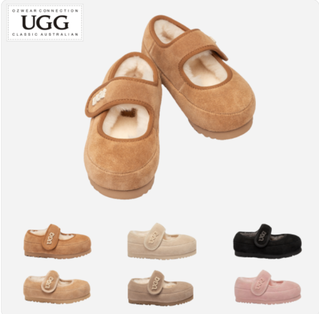 호주 키즈어그 메리제인 발렛슈즈 양털 로고 벨크로 오즈웨어 어그키즈 슬리퍼 UGG