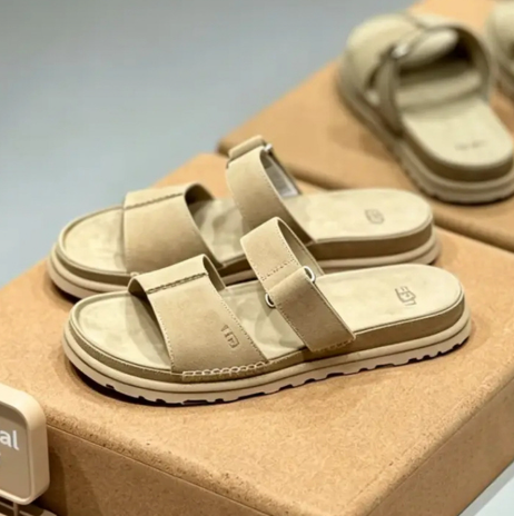 UGG 어그 골든게이즈 슬라이드 여성 플랫폼 샌들 베이지 1178590-MDSD
