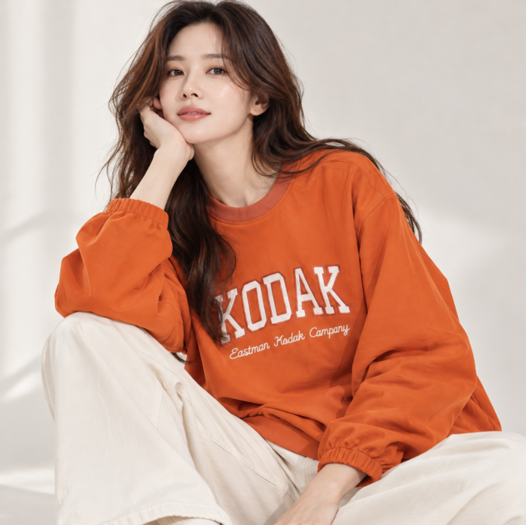 편안한 캐주얼 로고 포인트 코닥어패럴 에센셜 워딩로고 피스텍 맨투맨