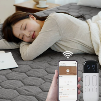 곰표한일 IOT 카본 탄소매트 전자파없는 EMF 전기요 원격제어1인용 네츄럴그레이 미니싱글