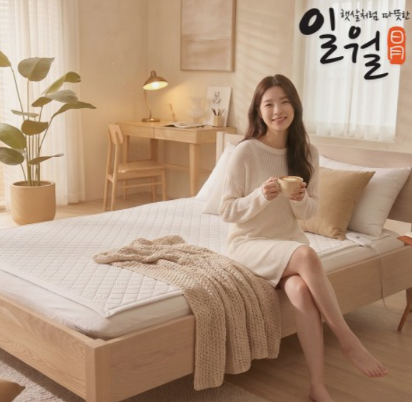 일월 프리미엄 모달 초절전형 세탁가능 탄소 카본매트 전기장판 전기요 분리난방 더블